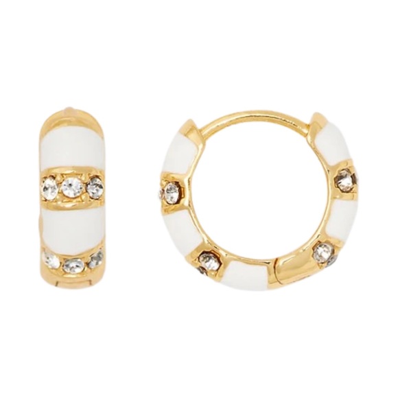 KATE SPADE • White Rare Form Huggies Hoop Earrings - Picture 1 of 3